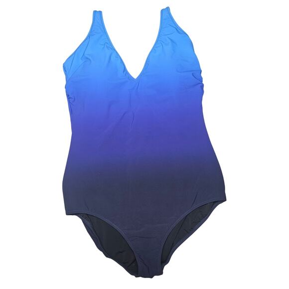 Profile by Gottex Splendor Ombre Swimsuit V-Neck Soft Cups Tummy Control Size 16 - Picture 4 of 11